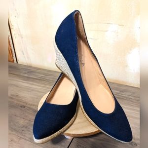 Viscata Barcelona Navy canvas espadrilles wedges